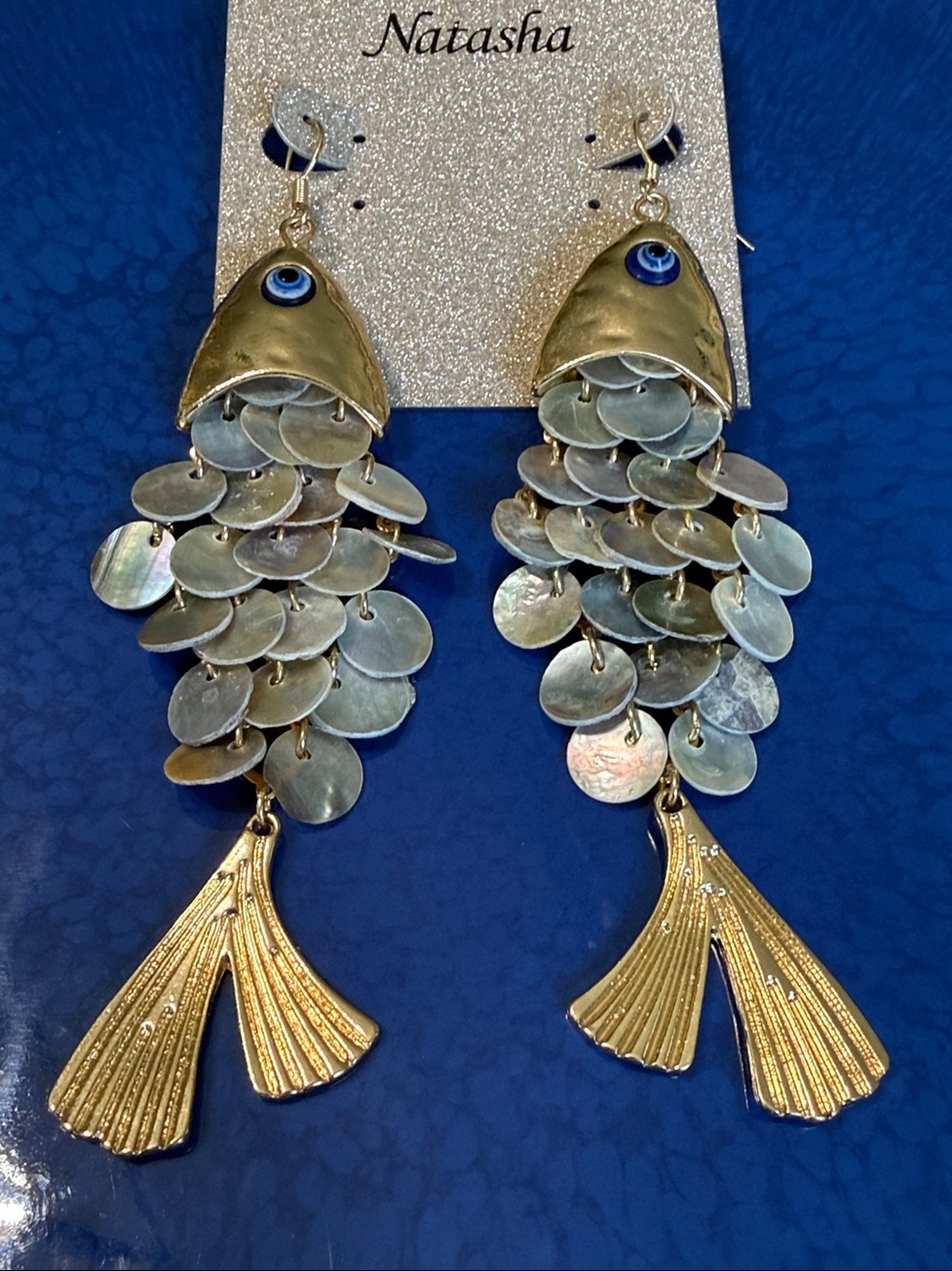 New Natasha Accessories
Scaly Fish Statement Drop Earrings - Picture 4 of 9